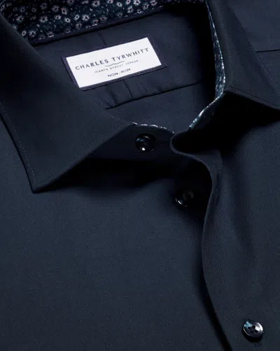 CHARLES TYRWHITT MEN'S CHARLES TYRWHITT NON-IRON STRETCH PRINTED TRIM DRESS SHIRT