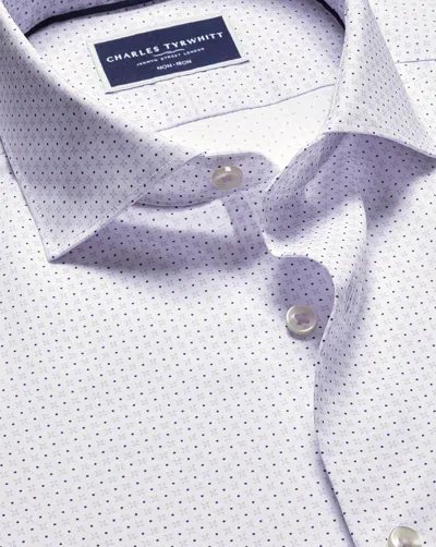 CHARLES TYRWHITT MEN'S CHARLES TYRWHITT SEMI-CUTAWAY COLLAR NON-IRON STRETCH PRINT GEO SHIRT