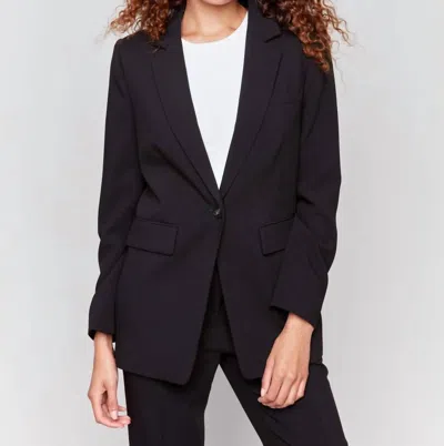 CHARLIE B SOLID LONG SLEEVE BLAZER IN BLACK