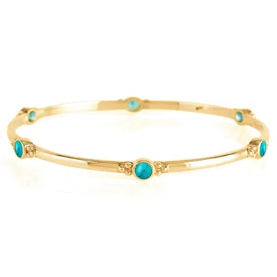 CHARLOTTE'S WEB JEWELLERY WOMEN'S BLUE / GOLD HOLI JEWEL GOLD BANGLE - TURQUOISE
