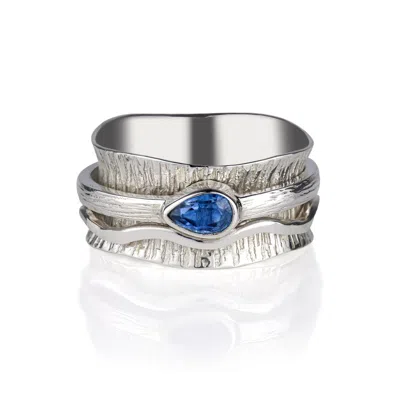 CHARLOTTE'S WEB JEWELLERY WOMEN'S SILVER / BLUE NATURE OCEAN SILVER SPINNING RING - KYANITE