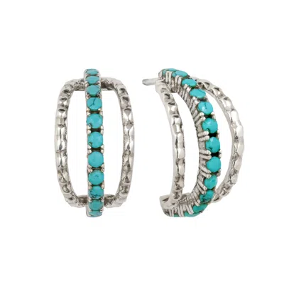 CHARLOTTE'S WEB JEWELLERY WOMEN'S PARVATI SILVER HOOP EARRINGS - TURQUOISE