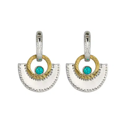 CHARLOTTE'S WEB JEWELLERY WOMEN'S SILVER / BLUE SUNDAR FAN SILVER HUGGIE HOOP EARRINGS - TURQUOISE