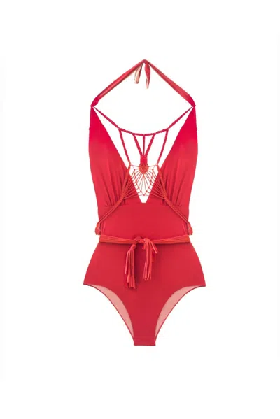 CHARMOSA WOMEN'S CAMILLE REVERSIBLE ONE PIECE IN RED / LIGHT PINK