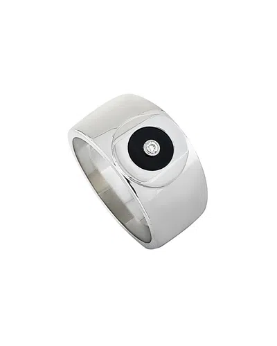 CHARRIOL CHARRIOL SILVER 0.04 CT. TW. DIAMOND & ONYX RING