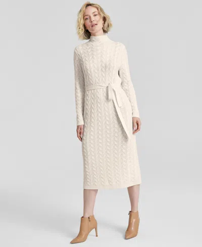 CHARTER CLUB WOMEN'S 100% CASHMERE CABLE-KNIT MOCK NECK MIDI DRESS, MACY'S EXCLUSIVE