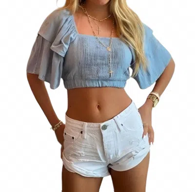 CHASER SQUARE NECK CROP TOP IN BLUE
