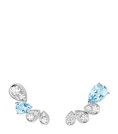 CHAUMET WHITE GOLD, DIAMOND AND AQUAMARINE JOSÉPHINE RONDE D'AIGRETTES EARRINGS