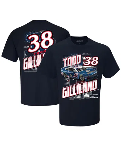 CHECKERED FLAG SPORTS MEN'S NAVY TODD GILLILAND QUINCY COMPRESSORS PATRIOTIC CAR T-SHIRT