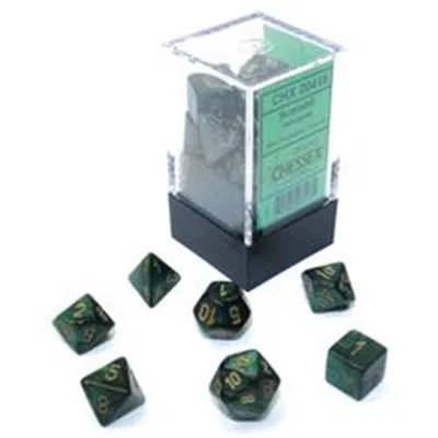 CHESSEX CUBE MINI DICE SET JADE & GOLD NUMBER