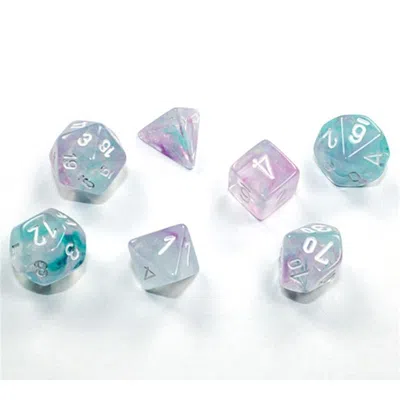 CHESSEX CUBE MINI NEBULA DICE WISTERIA & WHITE - SET OF 7