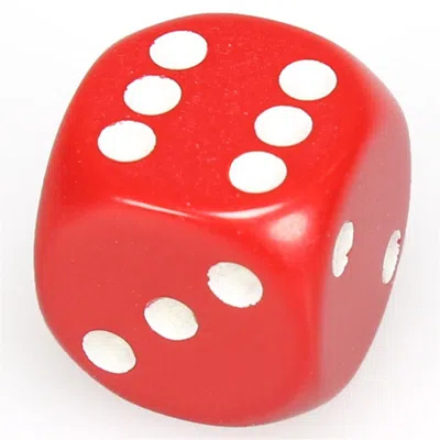 CHESSEX D6 SINGLE - 16 MM OPAQUE RED WITH WHITE PIPS