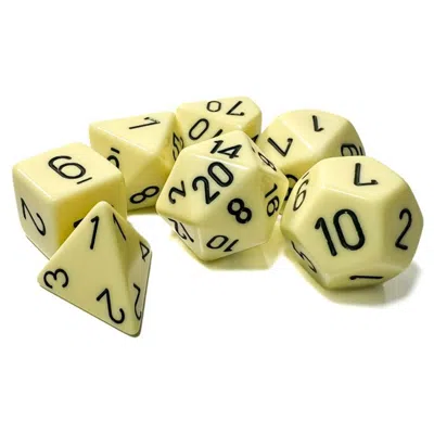 CHESSEX DICE OPAQUE PASTEL YELLOW BLACK - SET OF 7