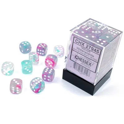 CHESSEX MANUFACTURING 12 MM D6 CUBE LUMINARY NEBULA DICE, WISTERIA WHITE - 36 PER PACK