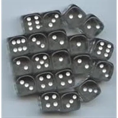 CHESSEX MANUFACTURING 23808 12 MM SET OF SMOKE WITH WHITE TRANSLUCENT D6 DICE SET OF 36