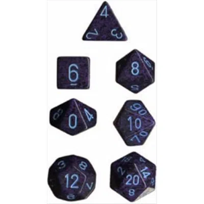 CHESSEX MANUFACTURING 25307 COBALT SPECKLED POLYHEDRAL DICE SET OF 7