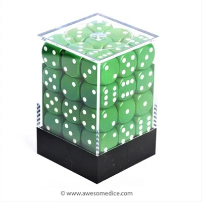 CHESSEX MANUFACTURING 25805 OPAQUE GREEN WITH WHITE - 12 MM SIX SIDED DICE SET OF 36
