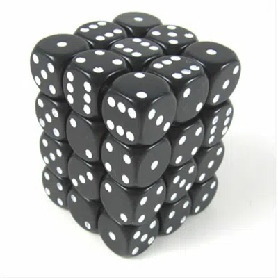 CHESSEX MANUFACTURING 25808 OPAQUE BLACK WITH WHITE - 12 MM SIX SIDED DICE SET OF 36