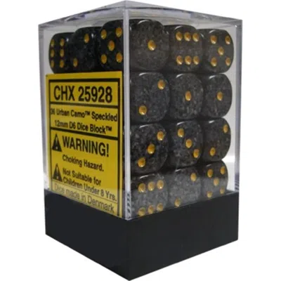 CHESSEX MANUFACTURING 25928 URBANCAMO SPECKLED - 6 SIDED 12 MM DICE SET OF 36