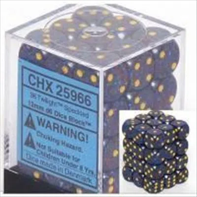 CHESSEX MANUFACTURING 25966 TWILIGHT SPECKLED - 6 SIDED 12 MM DICE SET OF 36