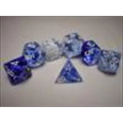 CHESSEX MANUFACTURING 27466 NEBULA DARK BLUE WHITE NUMBERS DICE SET OF 7