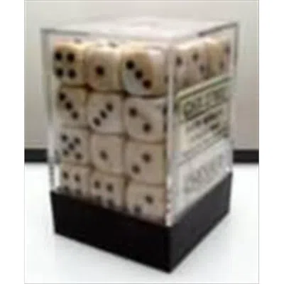 CHESSEX MANUFACTURING 27802 12 MM MARBLE IVORY WITH BLACK NUMBERING D6 DICE SET OF 36