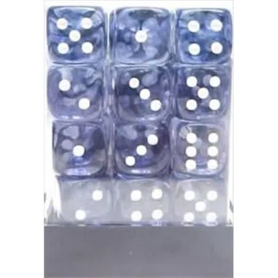 CHESSEX MANUFACTURING 27808 12 MM NEBULA BLACK WITH WHITE NUMBERING D6 DICE SET OF 36