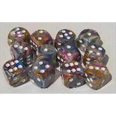 CHESSEX MANUFACTURING 27840 12 MM FESTIVE CAROUSEL WITH WHITE NUMBERS D6 DICE SET OF 36