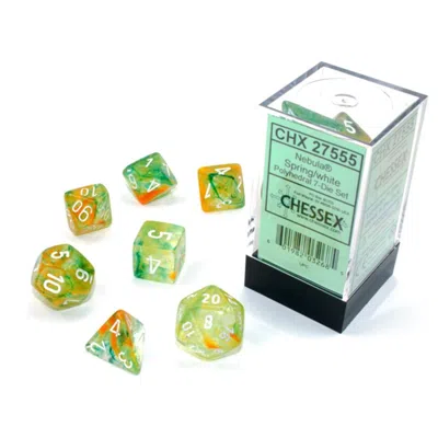 CHESSEX MANUFACTURING CUBE LUMINARY NEBULA DICE, SPRING WHITE - SET OF 7