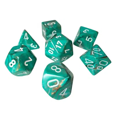 CHESSEX MANUFACTURING MARBLE OXI-COPPER & WHITE DICE - SET OF 7