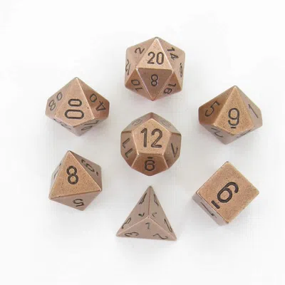 CHESSEX MANUFACTURING METAL DICE WITH BLACK NUMBERS - COPPER, SET OF 7