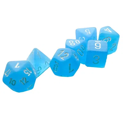 CHESSEX MANUFACTURING MINI FROSTED CARIBBEAN BLUE & WHITE DICE SET - SET OF 7