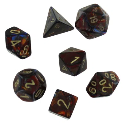 CHESSEX MANUFACTURING MINI SCARAB BLUE BLOOD & GOLD DICE SET - SET OF 7
