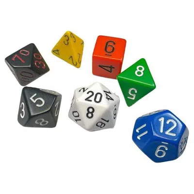 CHESSEX MANUFACTURING OPAQUE NOSTALGIA GM & BEGINNER PLAYER DICE SET - SET OF 7