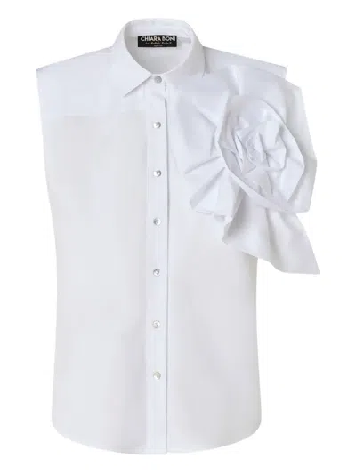 CHIARA BONI LA PETITE ROBE FLORAL-APPLIQUÉ SLEEVELESS SHIRT