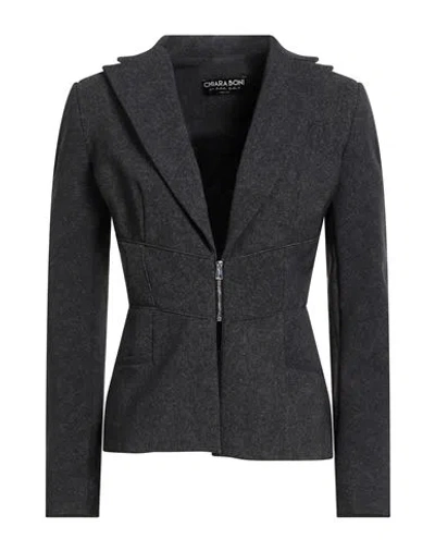 CHIARA BONI LA PETITE ROBE CHIARA BONI LA PETITE ROBE WOMAN BLAZER CHARCOAL SIZE 12 POLYAMIDE, ELASTANE