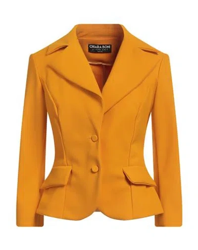 CHIARA BONI LA PETITE ROBE CHIARA BONI LA PETITE ROBE WOMAN BLAZER MARIGOLD SIZE 8 POLYAMIDE, ELASTANE