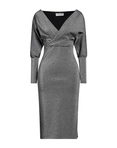 CHIARA BONI LA PETITE ROBE CHIARA BONI LA PETITE ROBE WOMAN MIDI DRESS CHARCOAL SIZE 2 POLYAMIDE, ELASTANE