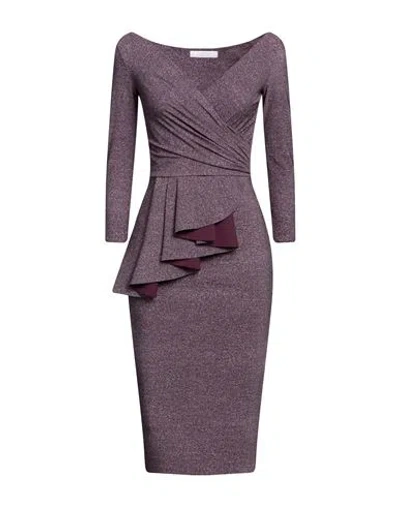 CHIARA BONI LA PETITE ROBE CHIARA BONI LA PETITE ROBE WOMAN MIDI DRESS PLUM SIZE 2 POLYAMIDE, ELASTANE