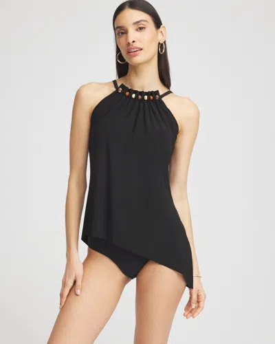 CHICO'S MAGICSUIT SQUARE CUT BEVERLY SWIMDRESS TOP IN BLACK SIZE 12 | CHICO'S