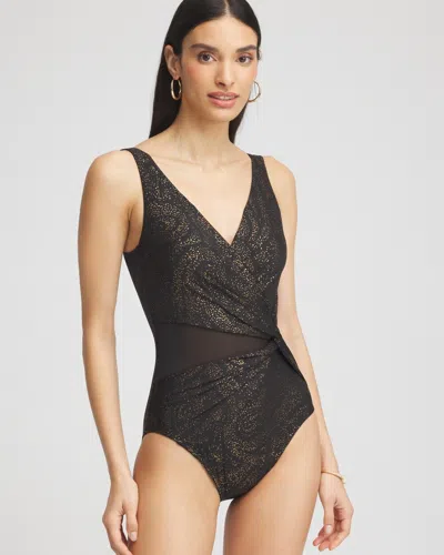 CHICO'S MIRACLESUIT BRILLANTE CIRCE ONE PIECE SWIMSUIT IN BLACK SIZE 12 | CHICO'S