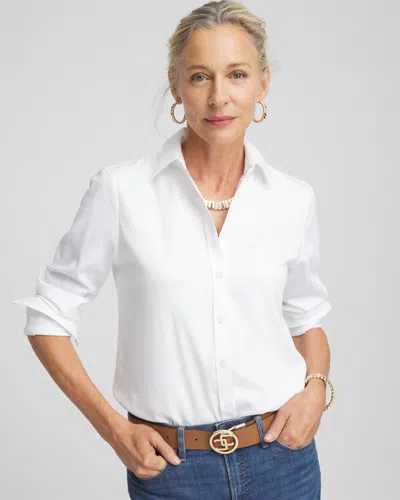 CHICO'S NO IRON™ STRETCH SHIRT IN WHITE SIZE SMALL | CHICO'S