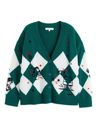 CHINTI & PARKER X PEANUTS DIAMOND-PATTERN CARDIGAN