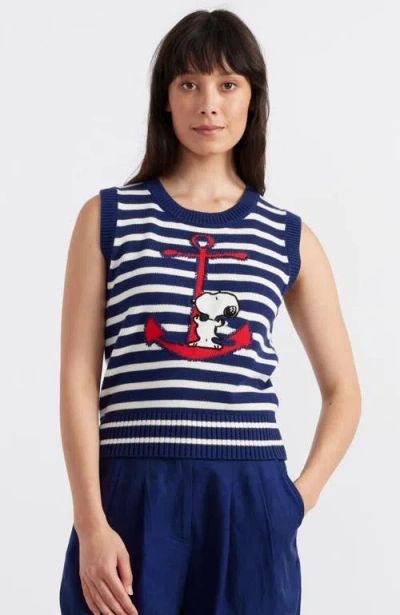 CHINTI & PARKER CHINTI & PARKER CHINTI MEETS PEANUTS EMBROIDERED SNOOPY ANCHOR TANK