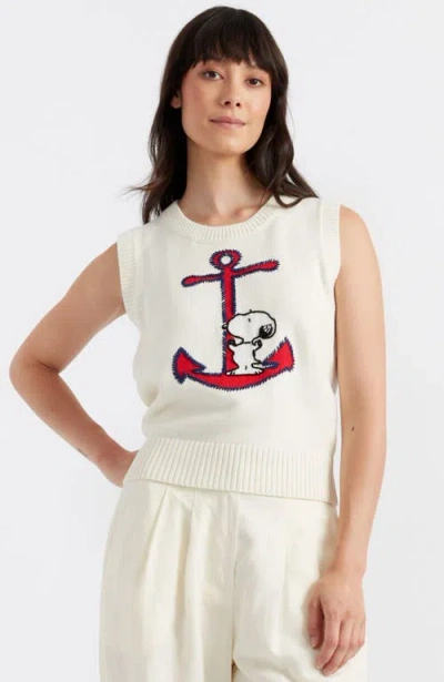 CHINTI & PARKER CHINTI & PARKER CHINTI MEETS PEANUTS EMBROIDERED SNOOPY ANCHOR TANK