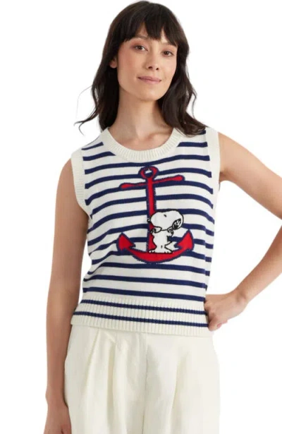 CHINTI & PARKER CHINTI & PARKER CHINTI MEETS PEANUTS EMBROIDERED SNOOPY ANCHOR TANK
