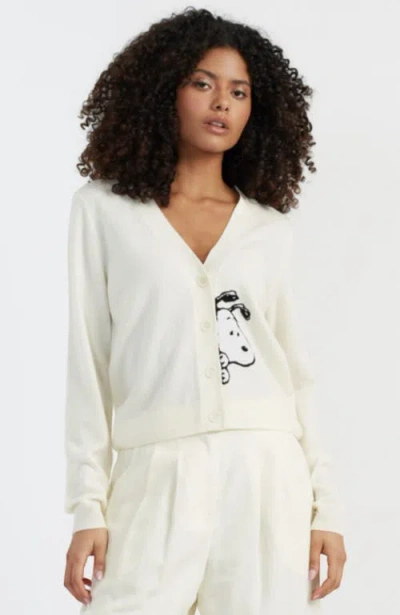 CHINTI & PARKER CHINTI & PARKER CHINTI MEETS PEANUTS SNOOPY PEEK POCKET WOOL CASHMERE CARDIGAN