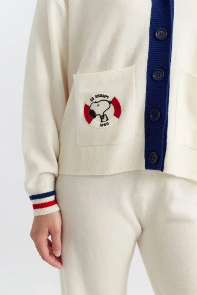 CHINTI & PARKER CHINTI & PARKER SNOOPY BADGE NAUTICAL WOOL CASHMERE CARDIGAN