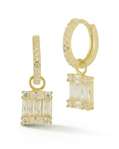 CHLOE & MADISON CHLOE AND MADISON 14K OVER SILVER CZ HUGGIES EARRINGS