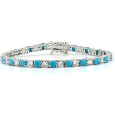 CHLOE & MADISON CHLOE AND MADISON 4MM TURQUOISE & CUBIC ZIRCONIA TENNIS BRACELET